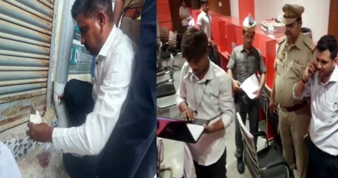 मथुरा में प्रशासनिक टीम द्वारा फायर सेफ्टी जांच के दौरान कोचिंग सेंटर और लाइब्रेरियों का निरीक्षण करते अधिकारी।